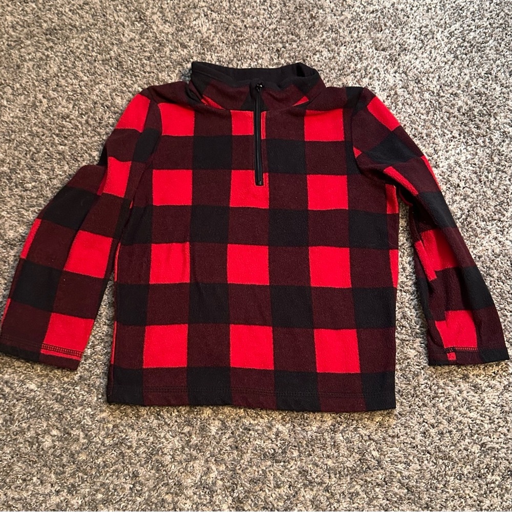 Jumping Beans Red and Black Plaid Quarter Zip, size 4T
